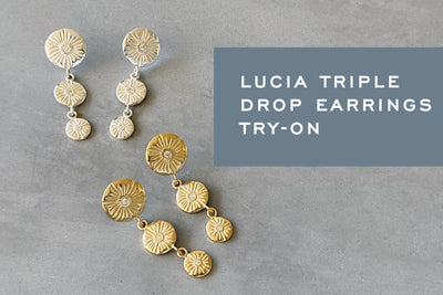 Lucia Triple Drop Earrings Try-On