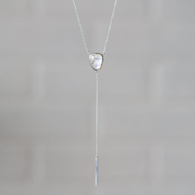 Moonstone Selene Lariat Necklace in Sterling Silver #1
