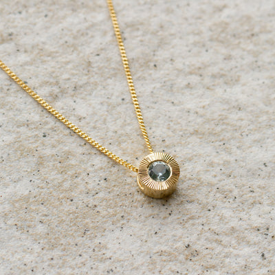 Teal Montana Sapphire Large Aurora Necklace in Yellow Gold