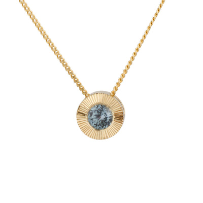Teal Montana Sapphire Large Aurora Necklace in Yellow Gold