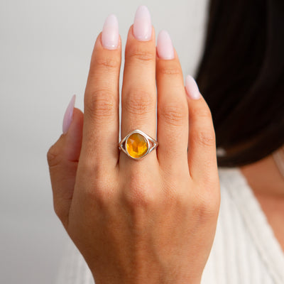 Fire Opal Cleo Ring in Sterling Silver #1