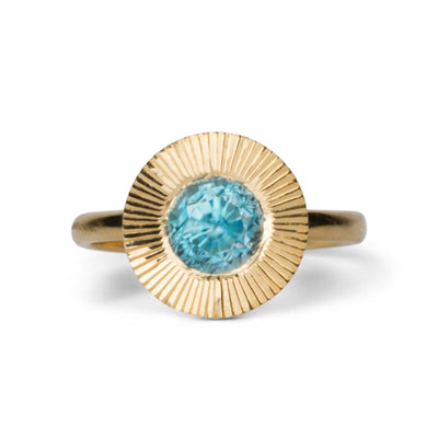 Blue Zircon Aurora Statement Ring on a white background, front angle
