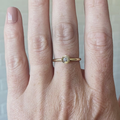 Large Aurora Diamond Stacking Ring in Yellow Gold