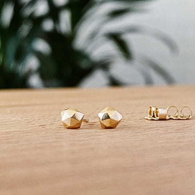 Micro Fragment small faceted stud earrings in gold vermeil by Corey Egan view #3