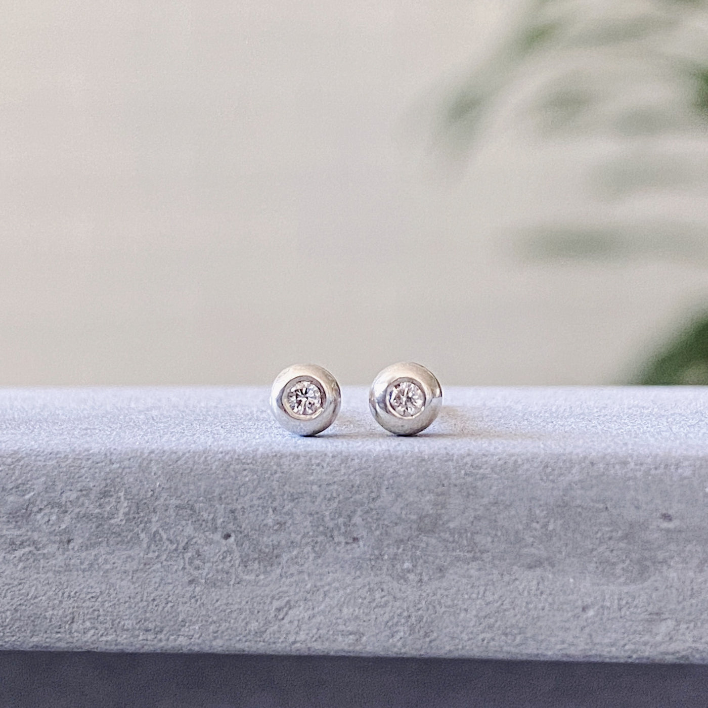 Silver and Diamond Droplet Studs by Corey Egan 