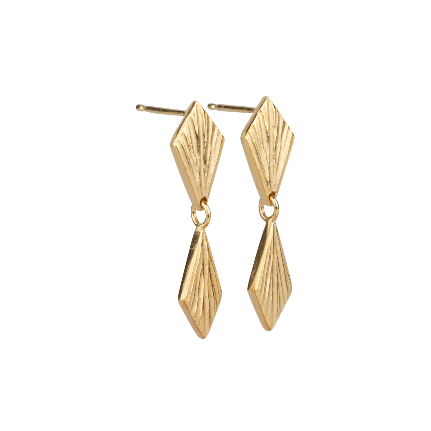 Double Flame Vermeil Dangle Earrings side view on a white background