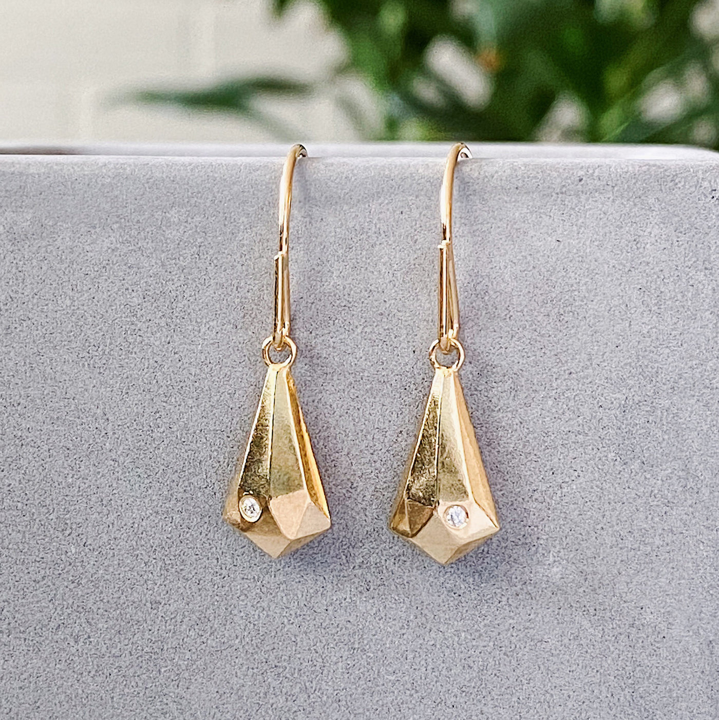 Vermeil and Diamond Crystal Fragment Earrings