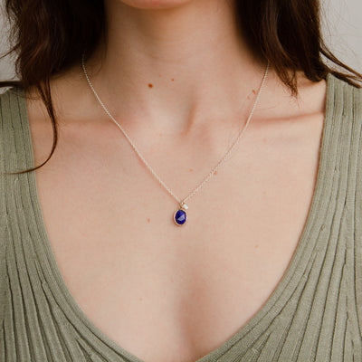 Lapis Silver Theia Necklace on model