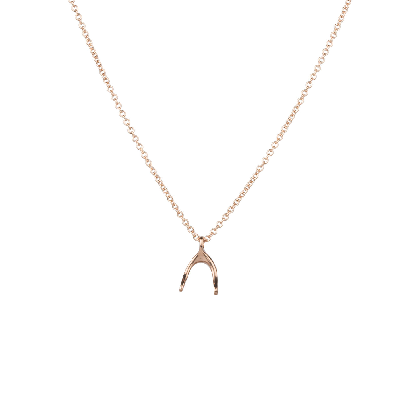 Rose Gold WIshbone Necklace by Corey Egan