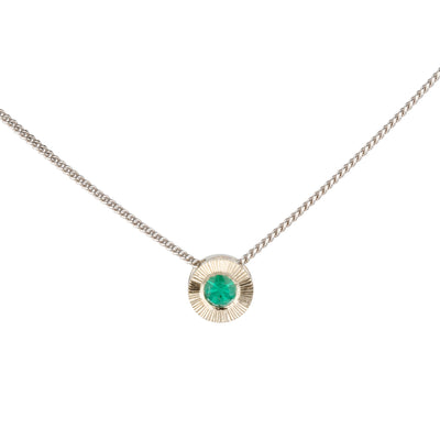 Small Aurora Emerald Necklace in White Gold