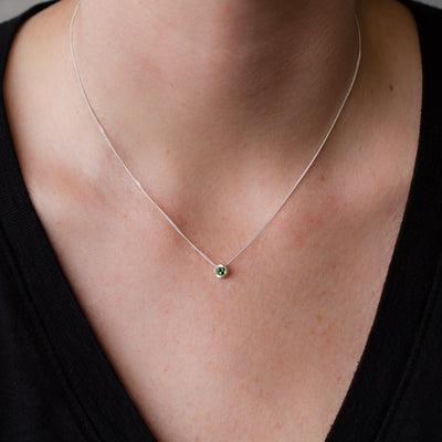 Small Aurora Birthstone Necklace - October - Green Tourmaline