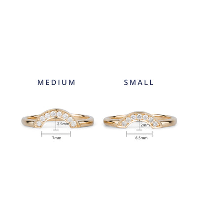 meidum vs small pave diamond arch band dimensions