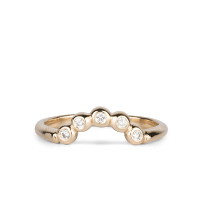 Medium Arched Droplet Band Yellow Gold with White Diamonds by Corey Egan