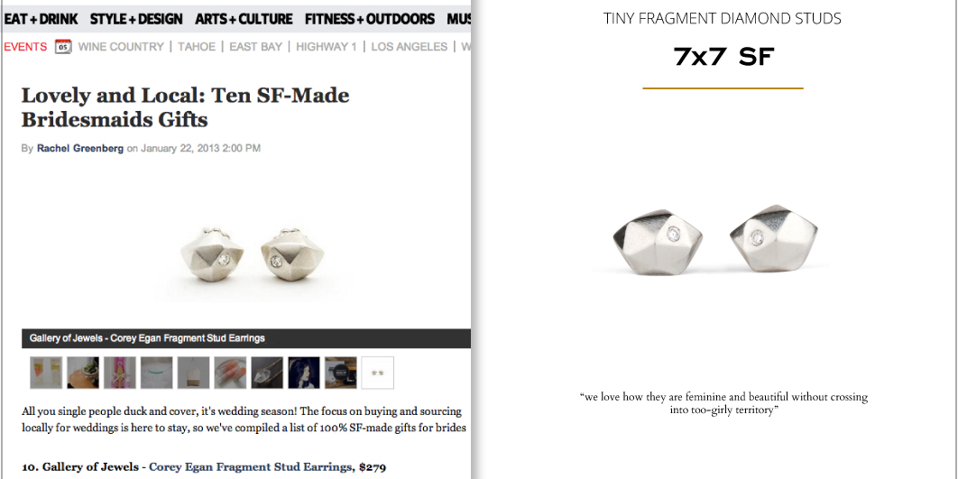 Corey Egan Tiny Fragment Diamond Studs in 7x7SF 2013