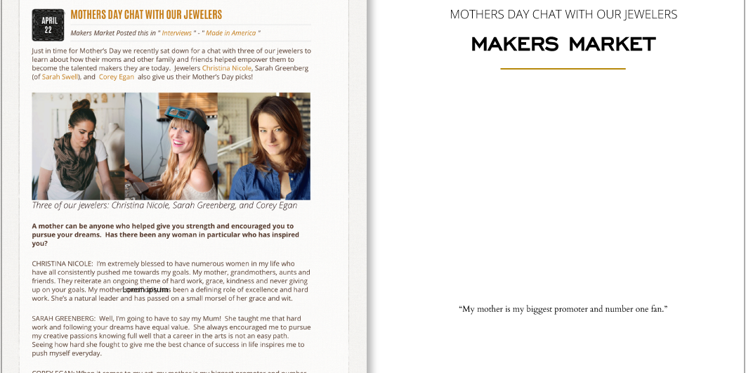 Makers Market Mothers Day Chat with our Jewelers 2014