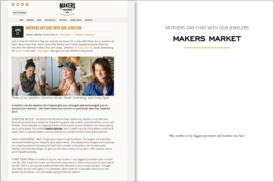 Makers Market Mothers Day Chat with our Jewelers 2014