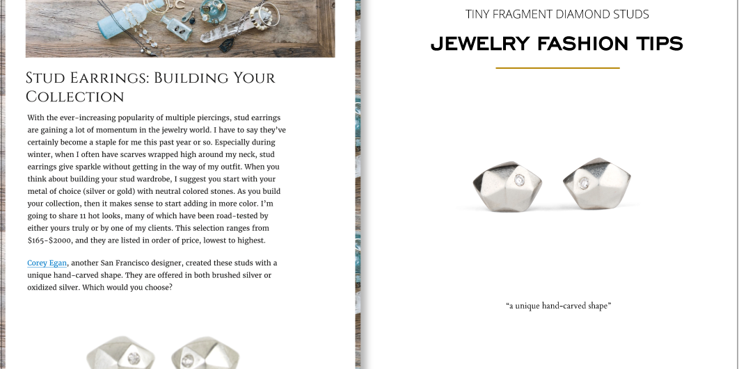 Corey Egan Tiny Fragment Diamond Studs on Jewelry Fashion Tips 2015