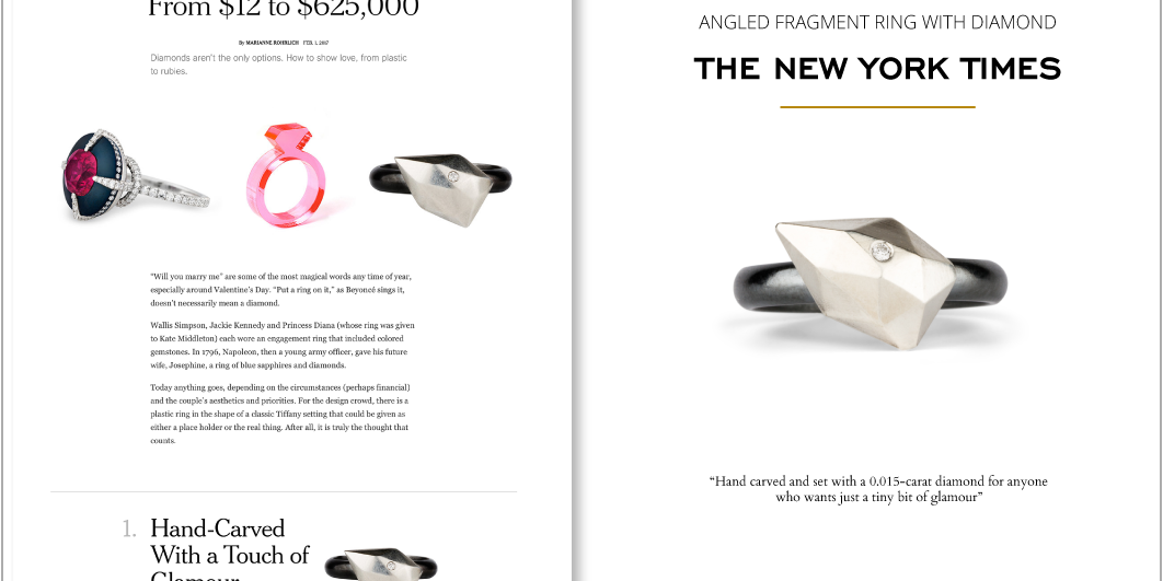 Corey Egan Angled Fragment Ring in the New York Times 2017
