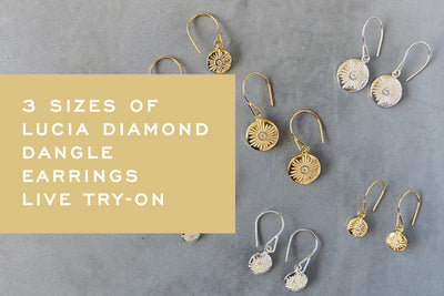 3 Sizes of Lucia Diamond Dangle Earrings: Live Try-On
