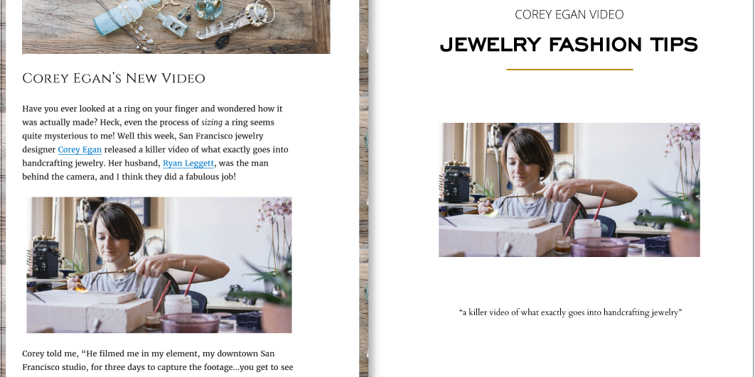 Corey Egan Video on Jewelry Fashion Tips 2016