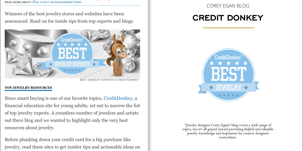 Corey Egan Blog on Credit Donkey Best Jewelry Blogs 2016