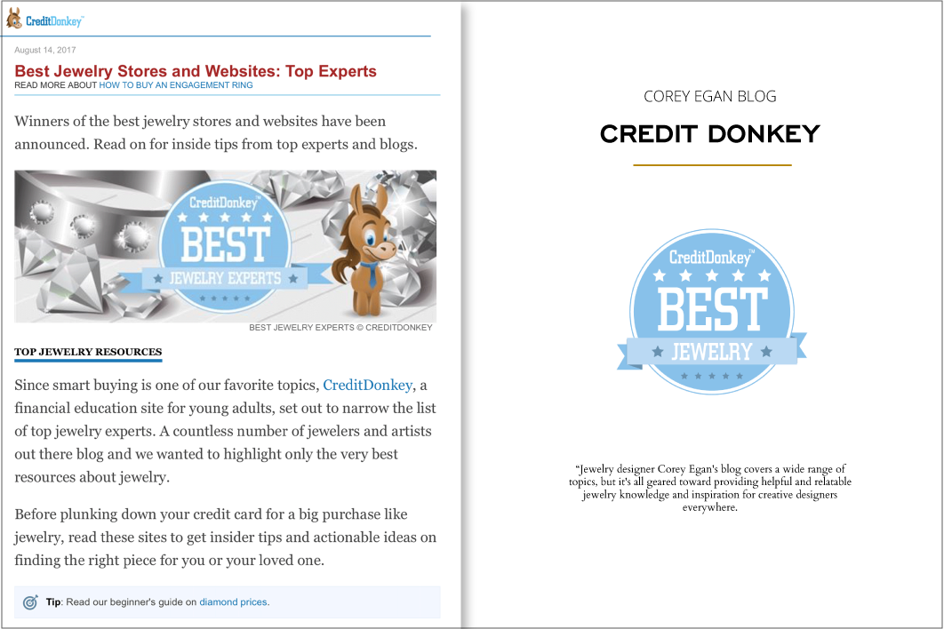 Corey Egan Blog on Credit Donkey Best Jewelry Blogs 2016