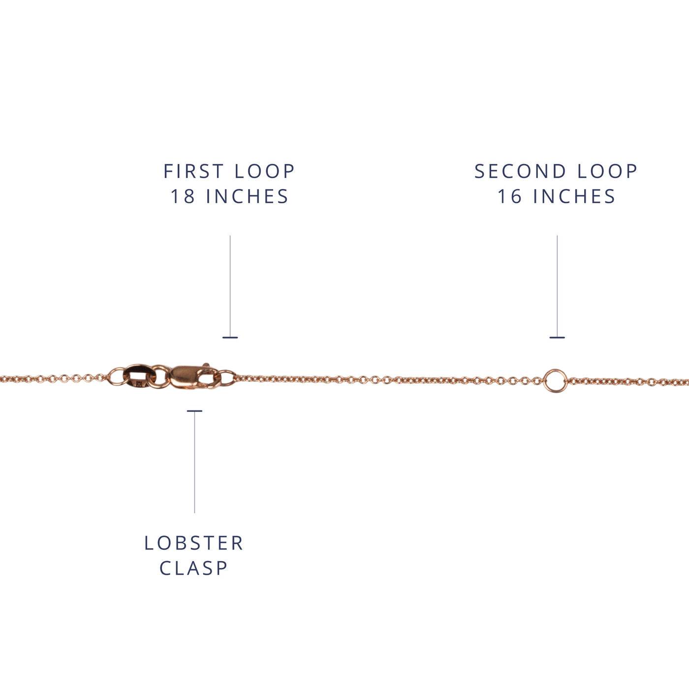 1.3 cable chain 14K rose gold lobster clasp with extender