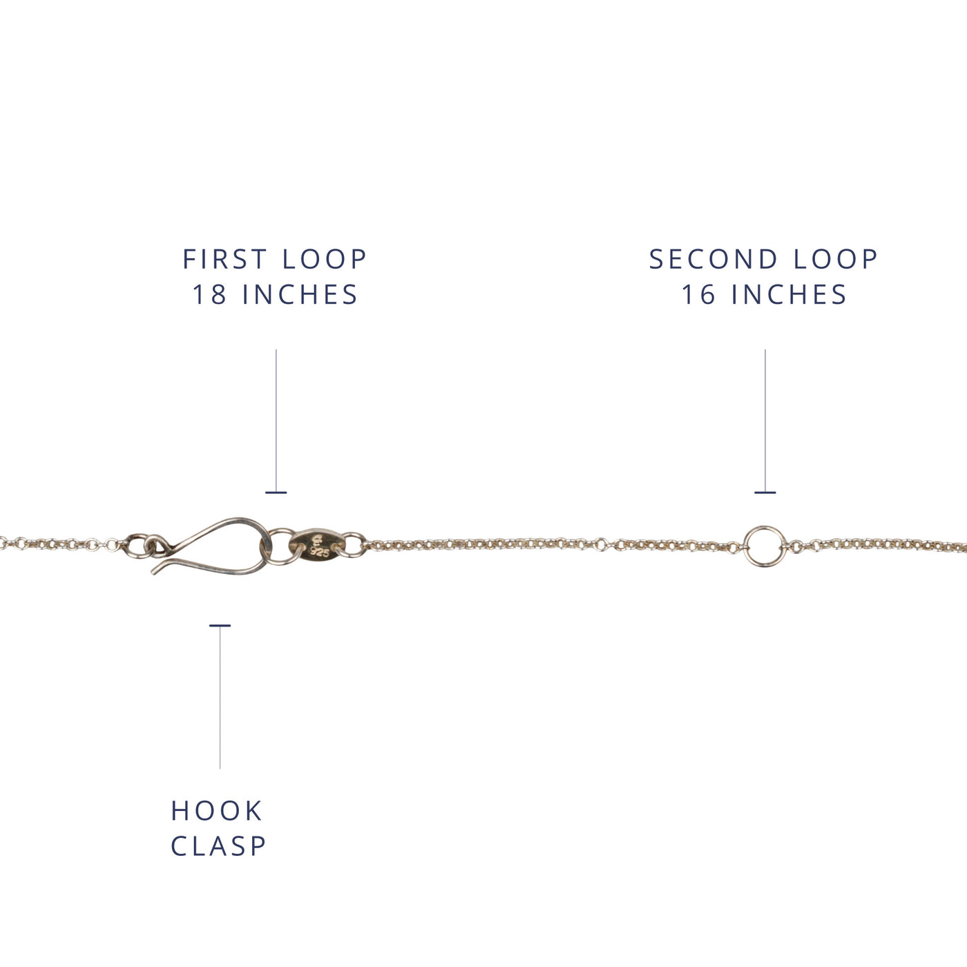 1.5mm cable chain in sterling silver with extender hook clasp
