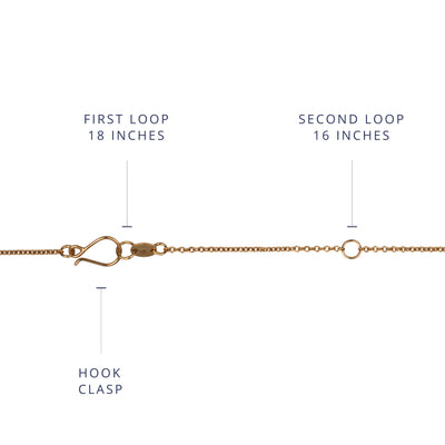 1.5mm cable chain in vermeil with extender hook clasp