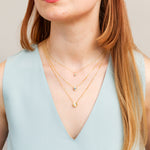 Medium Blue Montana Sapphire Medium Aurora Necklace on a model, styled wide shot