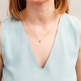 Medium Blue Montana Sapphire Medium Aurora Necklace on a model