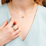 .595ct East-West Cushion Aurora Engagement Ring - Montana Sapphire in Yellow Gold