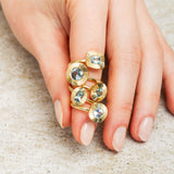 1.24ct Round Aurora Statement Ring - Blue-Purple Spinel in Yellow Gold