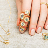 6x4mm East-West Oval Aurora Ring - Montana Sapphire in Yellow Gold