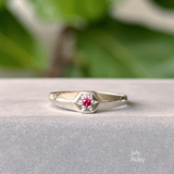 Star Astra Birthstone Signet Ring in Sterling Silver
