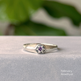Star Astra Birthstone Signet Ring in Sterling Silver