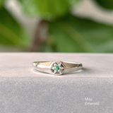 Star Astra Birthstone Signet Ring in Sterling Silver