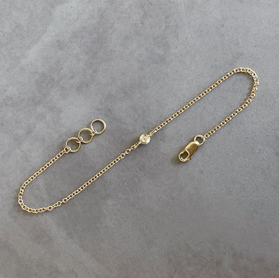 Micro Aurora Chain Bracelet with Diamond in Yellow Gold