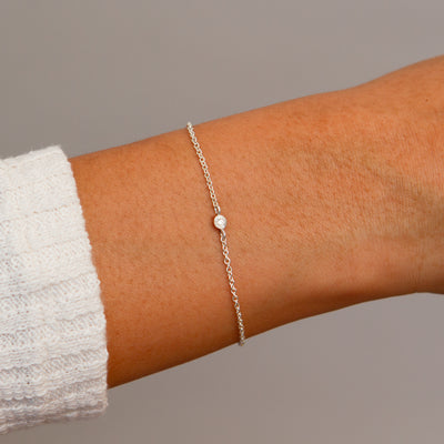 Micro Aurora Chain Bracelet with Diamond in Sterling Silver