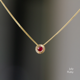 Small Aurora Birthstone Necklace in 14k Yellow Gold