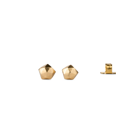 Micro Fragment small faceted stud earrings in gold vermeil by Corey Egan on a white background