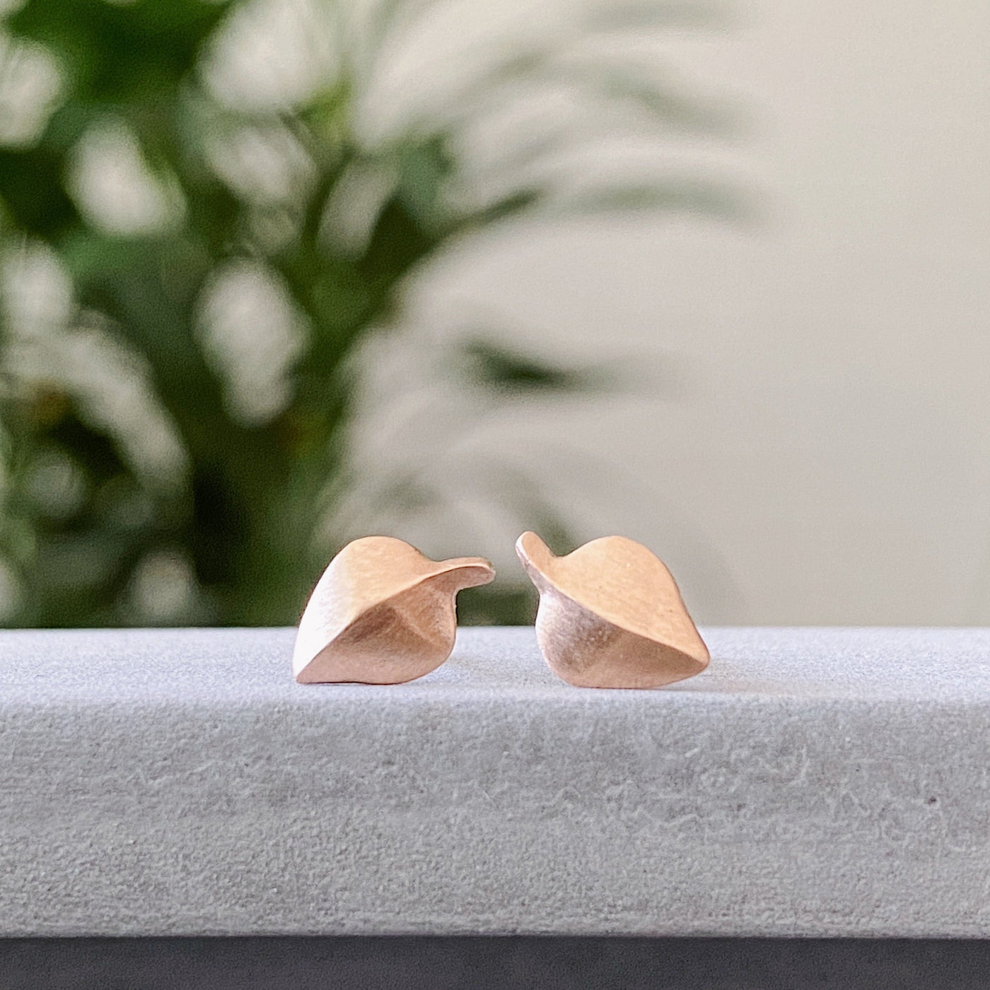 Rose Gold Aspen Leaf Stud Earrings by Corey Egan