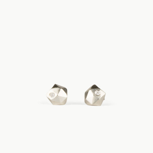 Silver Micro Fragment Diamond Stud Earrings