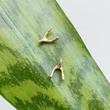 Gold Wishbone Stud Earrings
