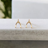 Gold Wishbone Stud Earrings