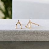 Gold Wishbone Stud Earrings
