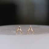 Gold Wishbone Stud Earrings