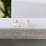 Silver Wishbone Stud Earrings