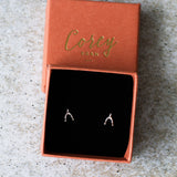 Silver Wishbone Stud Earrings