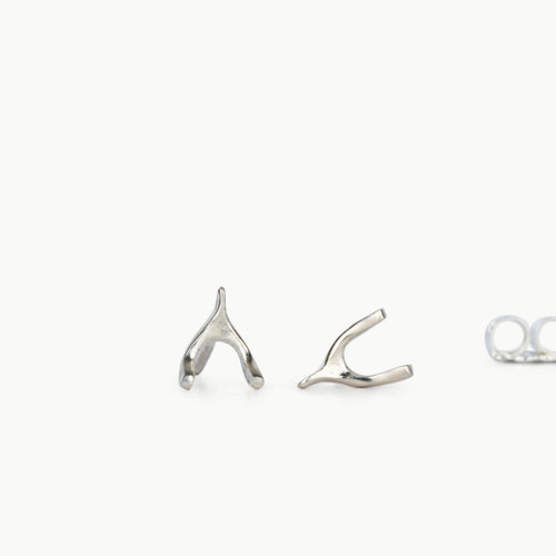 Silver Wishbone Stud Earrings